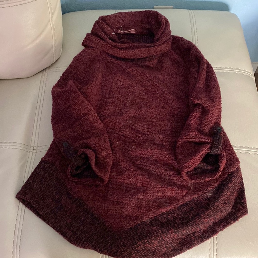 Rust colored cowl neck sweater